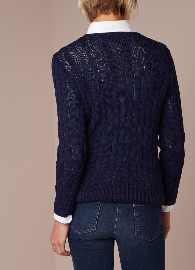 Klasikinis Ralph Lauren megztinis su kabelio formos V formos iškirpte