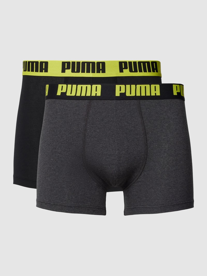 Boxershorts mit elastischem Logo-Bund im 2er-Pack in dunkelgrau meliert