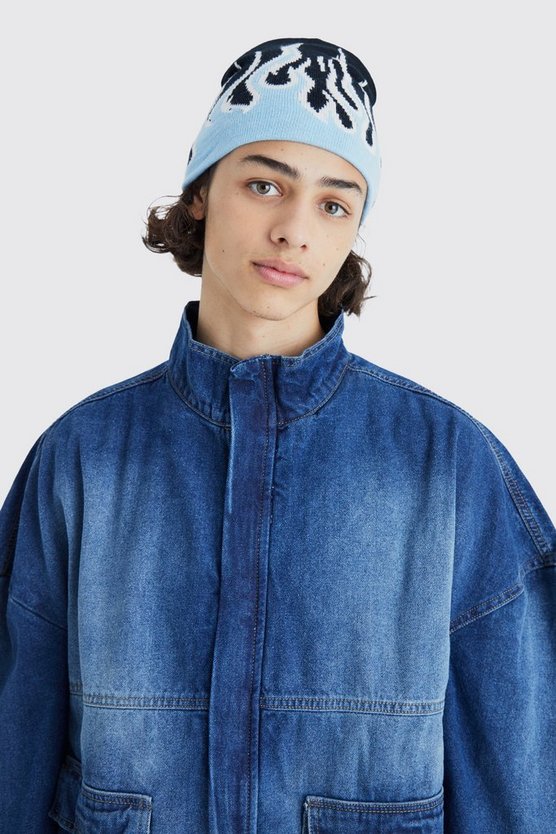 Kastige zerrissene Oversize Jeansjacke