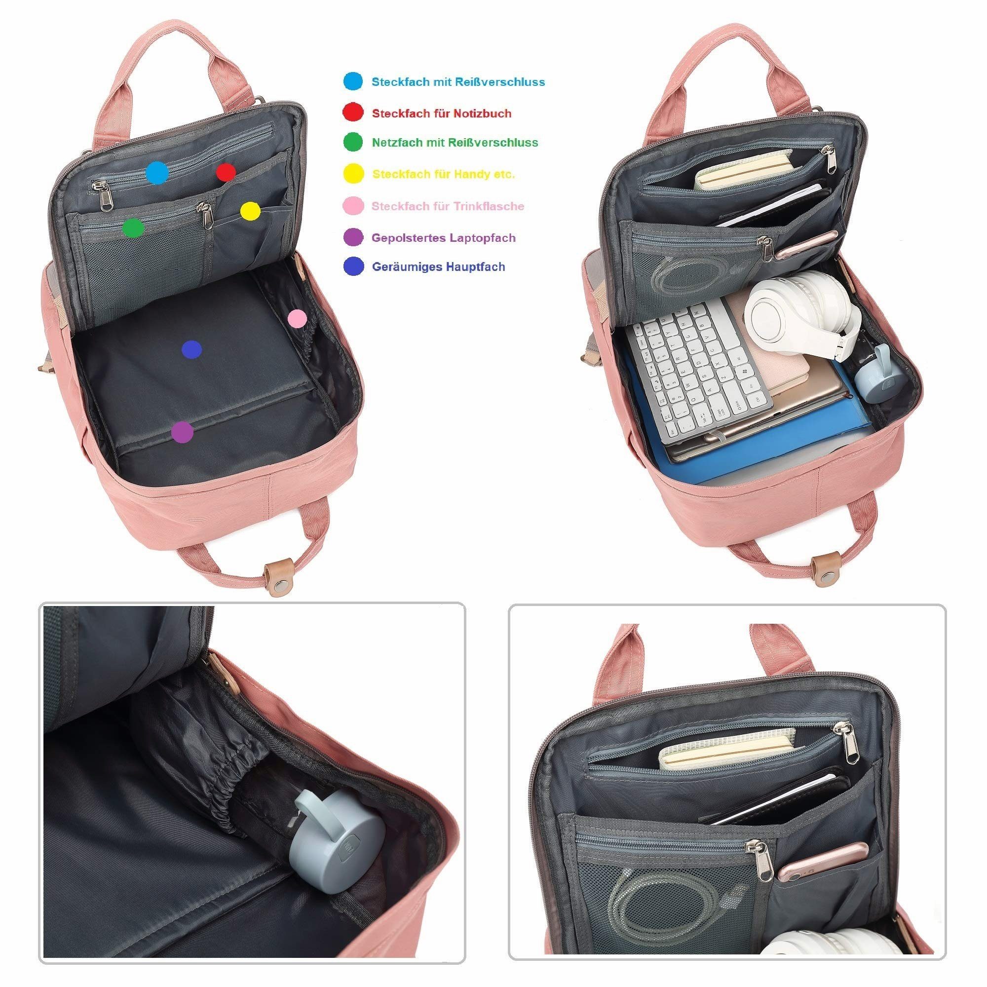 TAN.TOMI Schulrucksack Rucksack für Schule, Arbeit und Freizeit. Tagesrucksack, für Kinder, Teenager, junge Frauen.