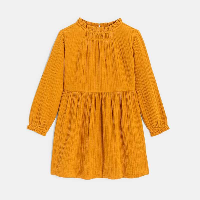 Robe en gaze de coton orange Fille