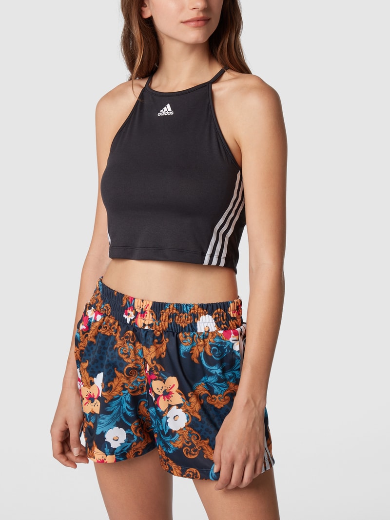Crop Top mit Logo-Streifen in schwarz
