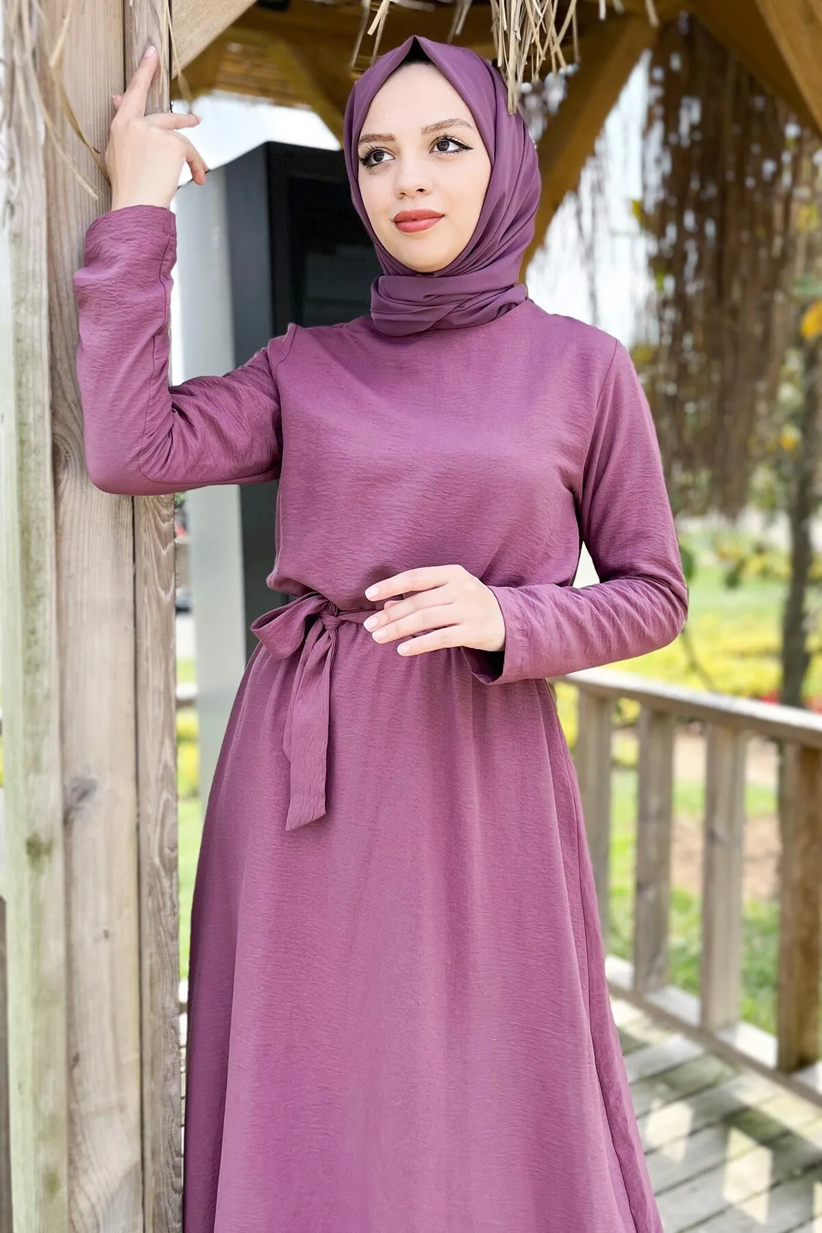 Tesettür Dünyası  Ayrobin Kleid Tsd220540 Pflaume