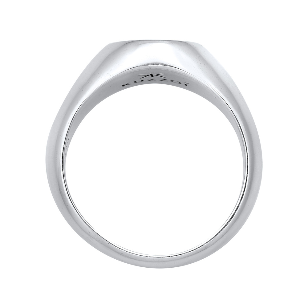 KUZZOI KUZZOI Bague Hommes Sceau Smile Emoji avec émail bleu en argent sterling 925 Bague
