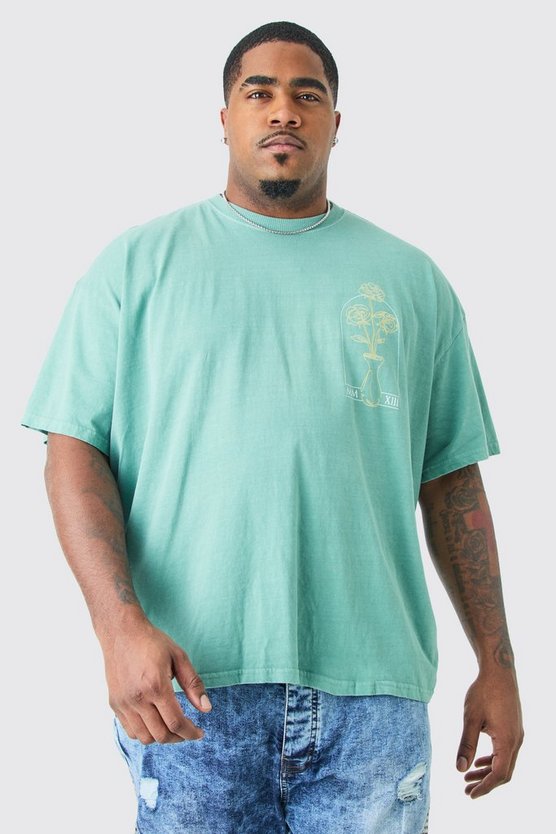 Plus Oversize T-Shirt mit floralem Print