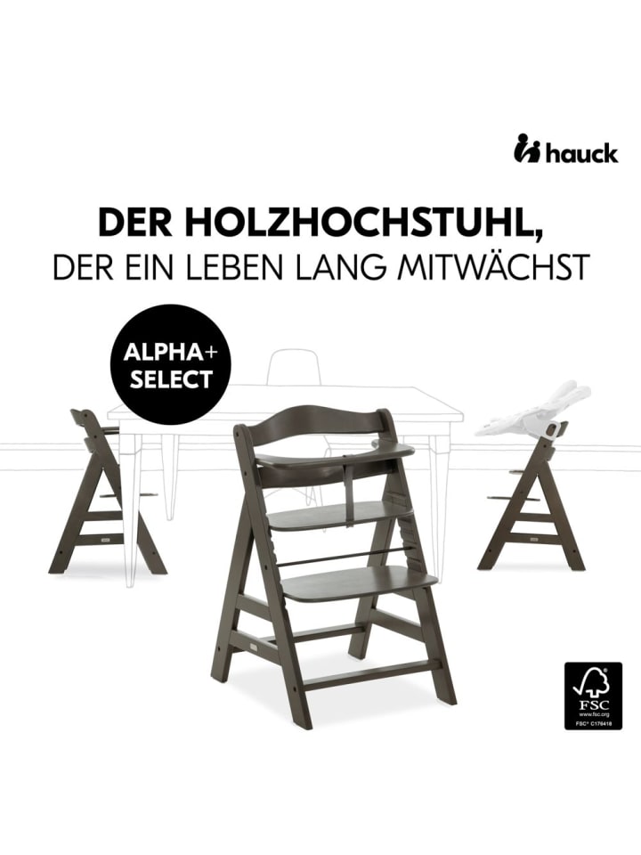 Hauck Hochstuhl Alpha Plus Select Charcoal - im Sparset in grau,motiv günstig kaufen onesize