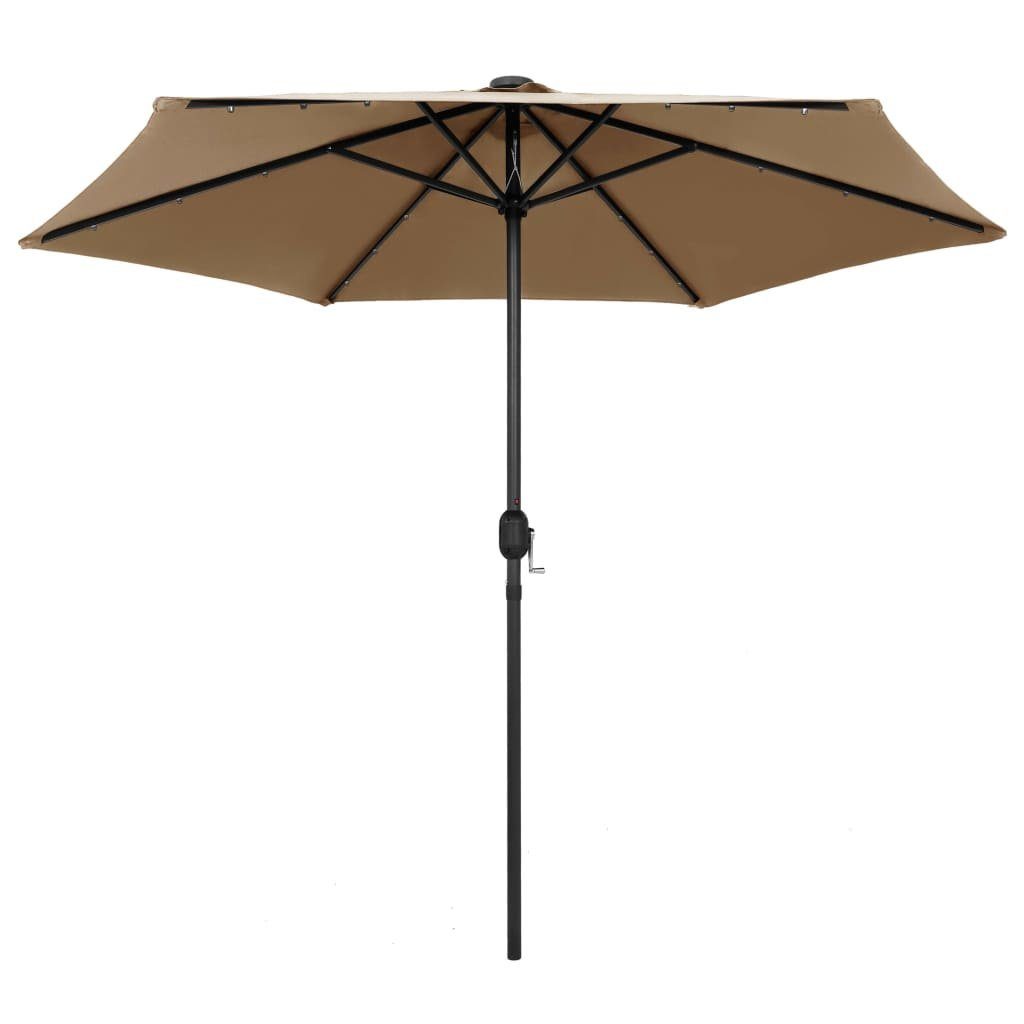 vidaXL Balkonsichtschutz Sonnenschirm mit LED-Leuchten & Aluminium-Mast 270 cm Taupe