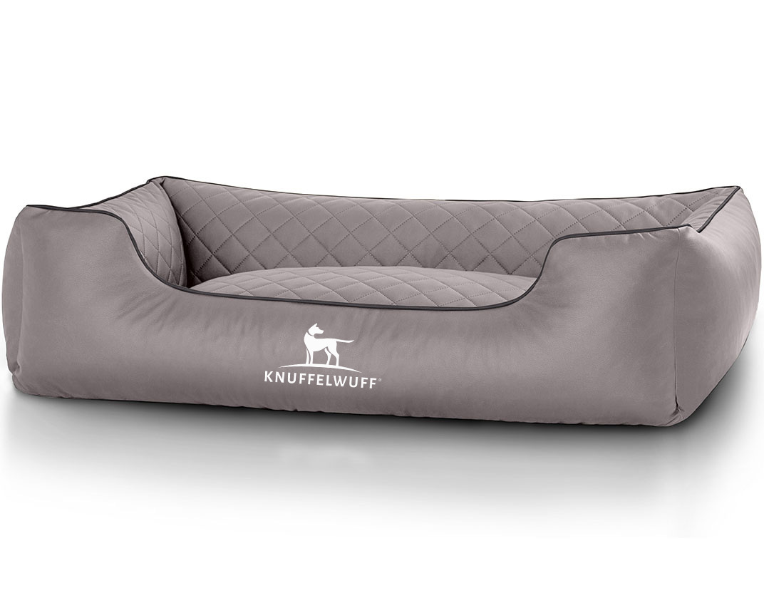 Knuffelwuff Hundebetten Knuffelwuff Orthopädisches Hundebett Madison aus laser-gestepptem Kunstleder grau XL