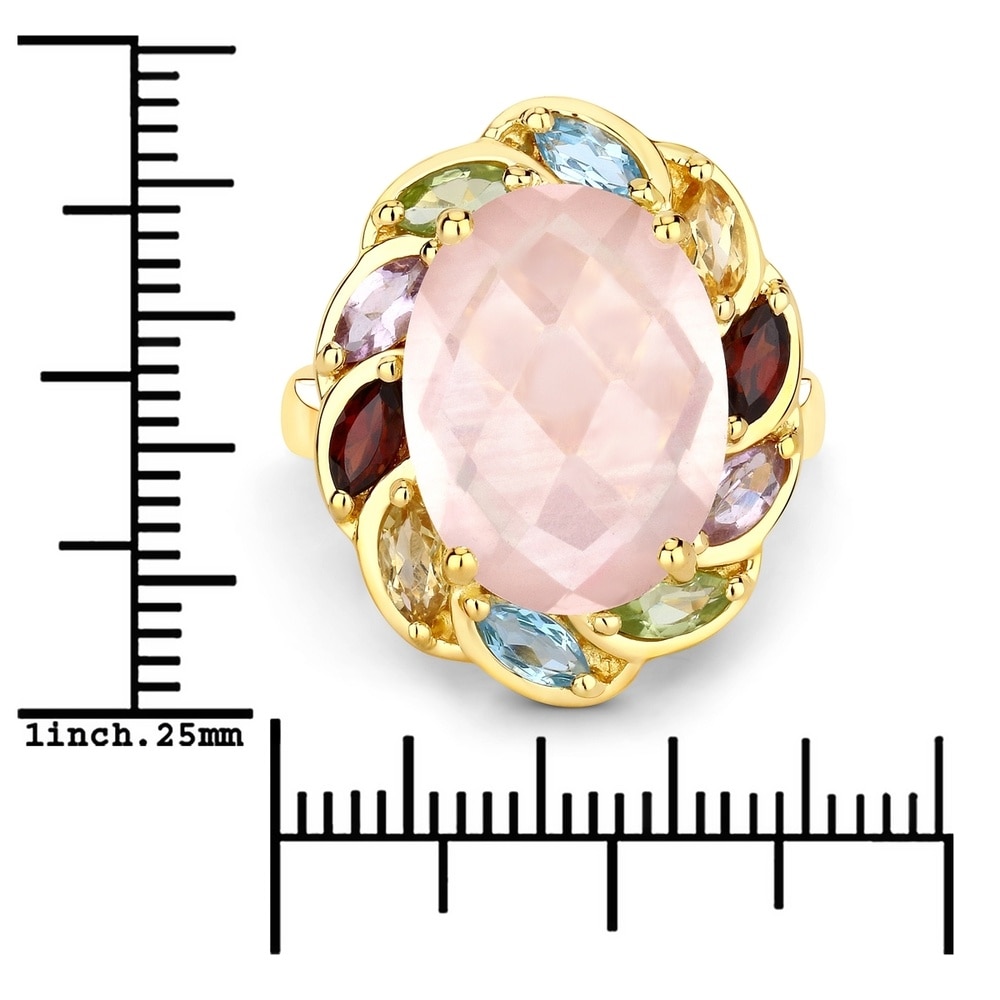Rafaela Donata Bague Argent sterling Quartz rose en Or jaune Bague