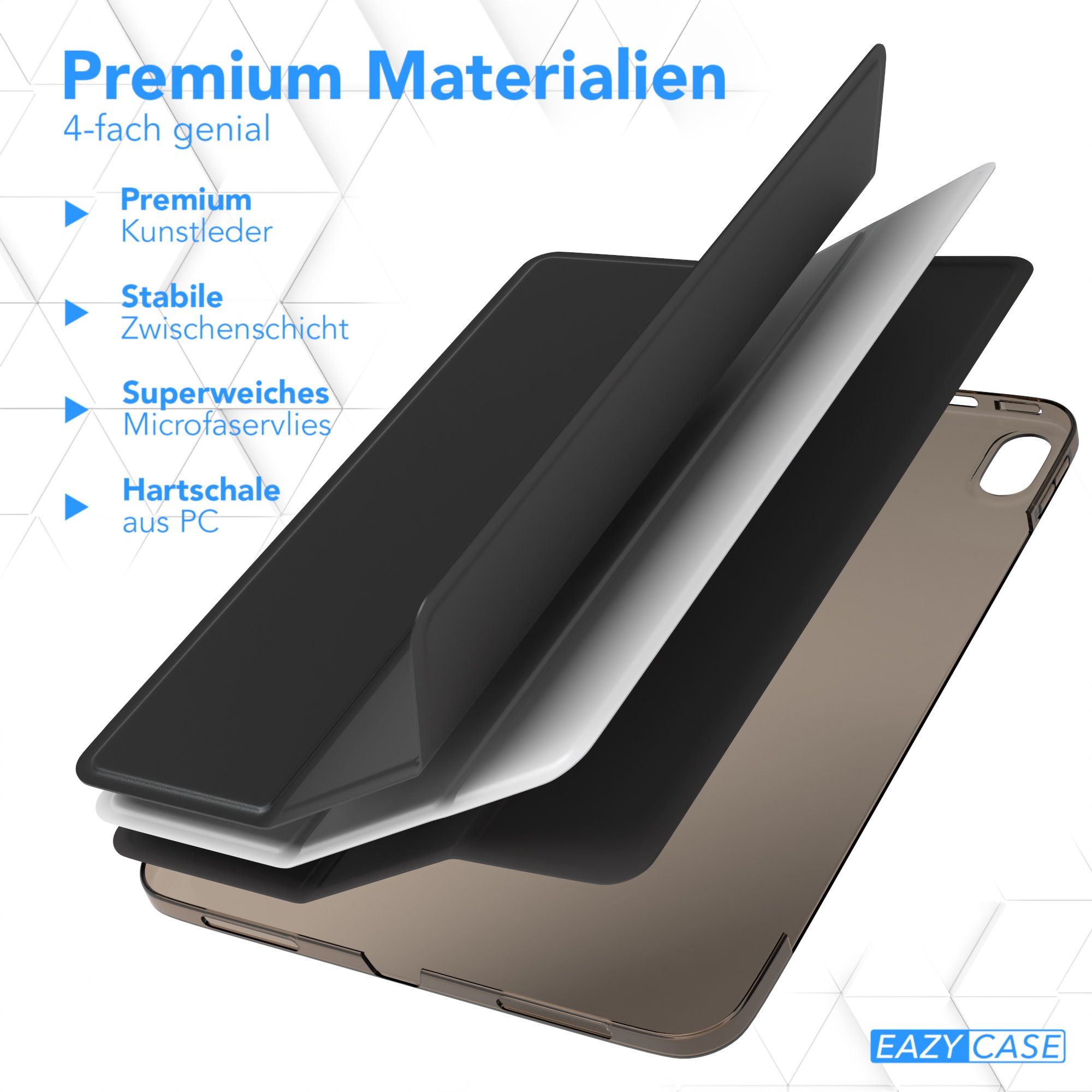 EAZY CASE Tablet-Hülle Smart Case für Apple iPad 10. Generation (2022) 10,9 Zoll, Anti-Kratz Tasche Schutzhülle mit Sleep Wake Up Funktion Hülle Schwarz