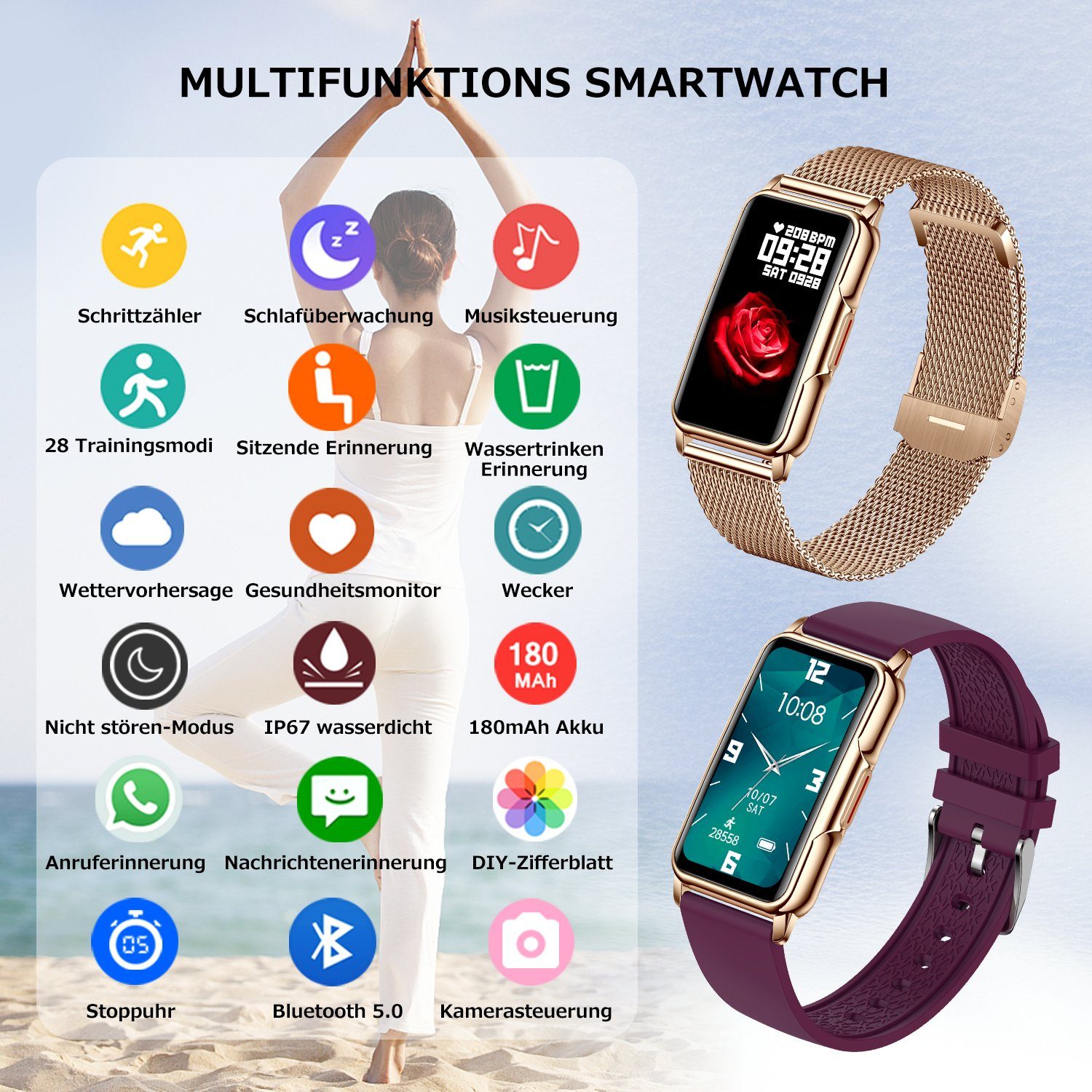 Mutoy Smartwatch, Fitness Tracker Uhr für Damen Herren, Aktivitätstracker Smartwatch (1,47