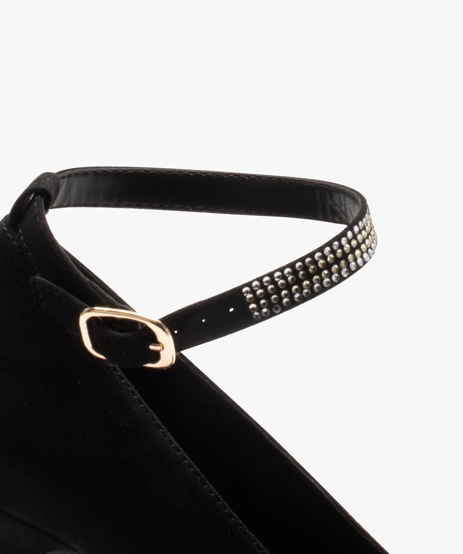 Escarpins femme unis à talon aiguille et bride strass noir | GEMO