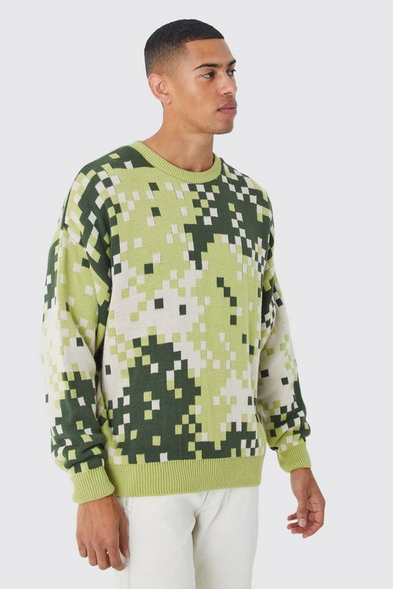 Oversize Camouflage Strickpullover