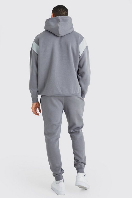 Oversize Man Colorblock Trainingsanzug mit Kapuze
