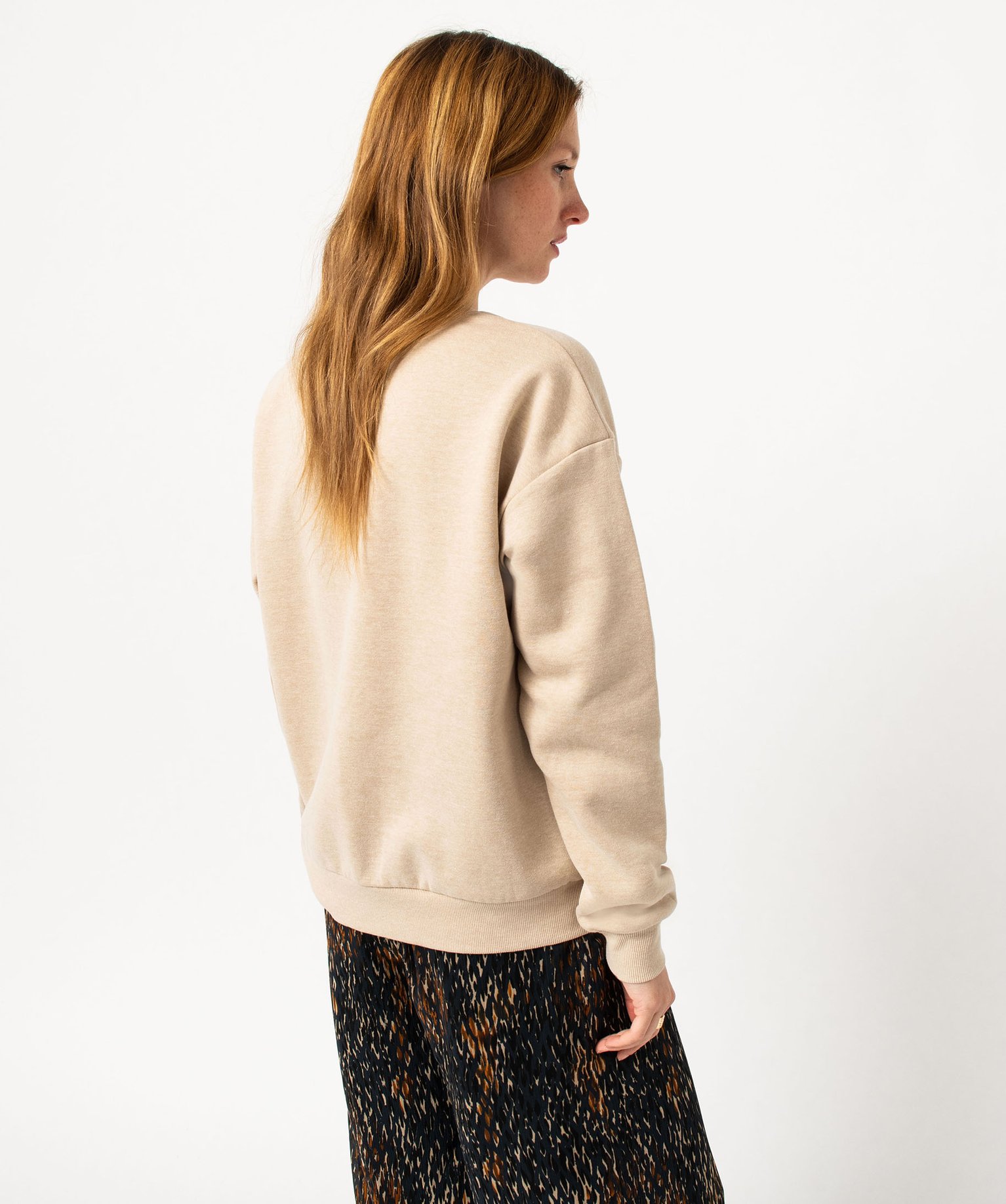 Sweat ample intérieur molletonné femme beige | GEMO