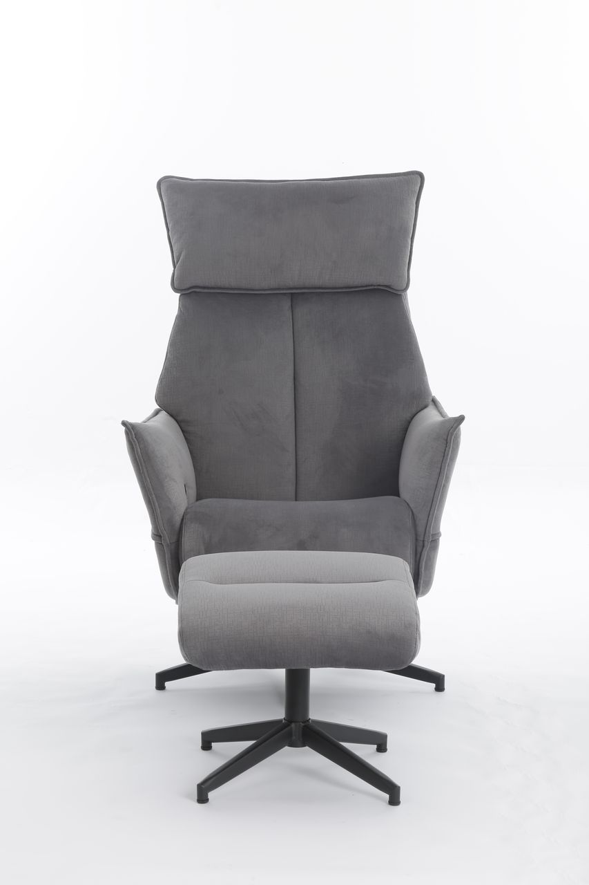 Happy Home Happy Home gepolsteter Relaxsessel mit Hocker HWP60-DGR dunkelgrau