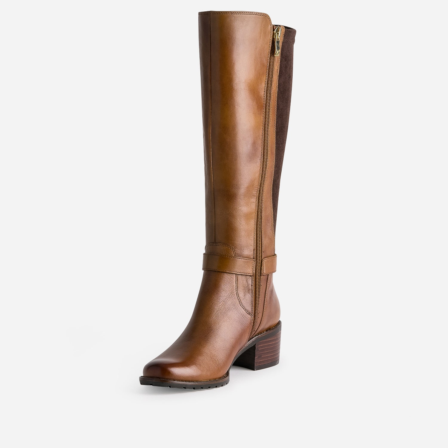 Botte CAPRICE camel cuir bi matière