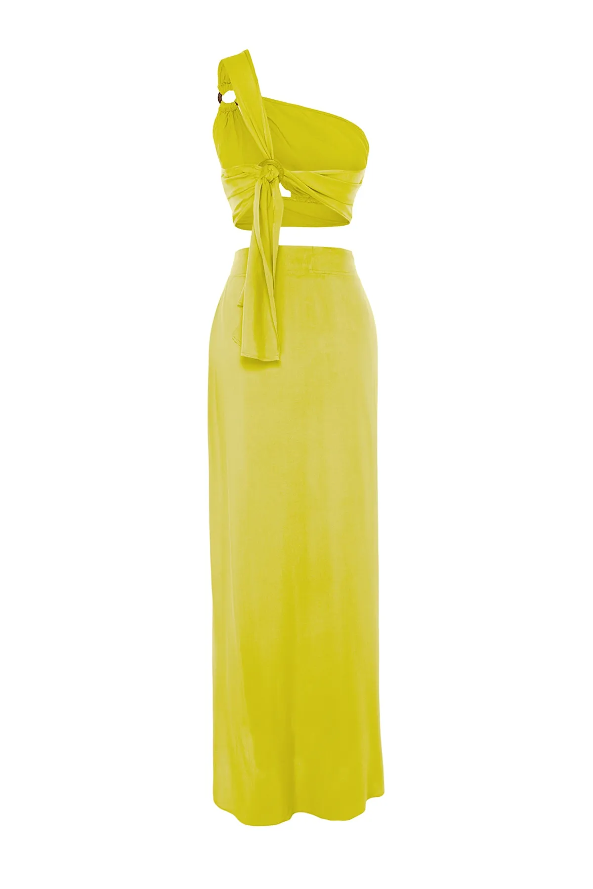 Trendyol Collection  Ölgrünes Single-Shoulder-Blusenrock-Set mit gewebten Accessoires TBESS23AU00133