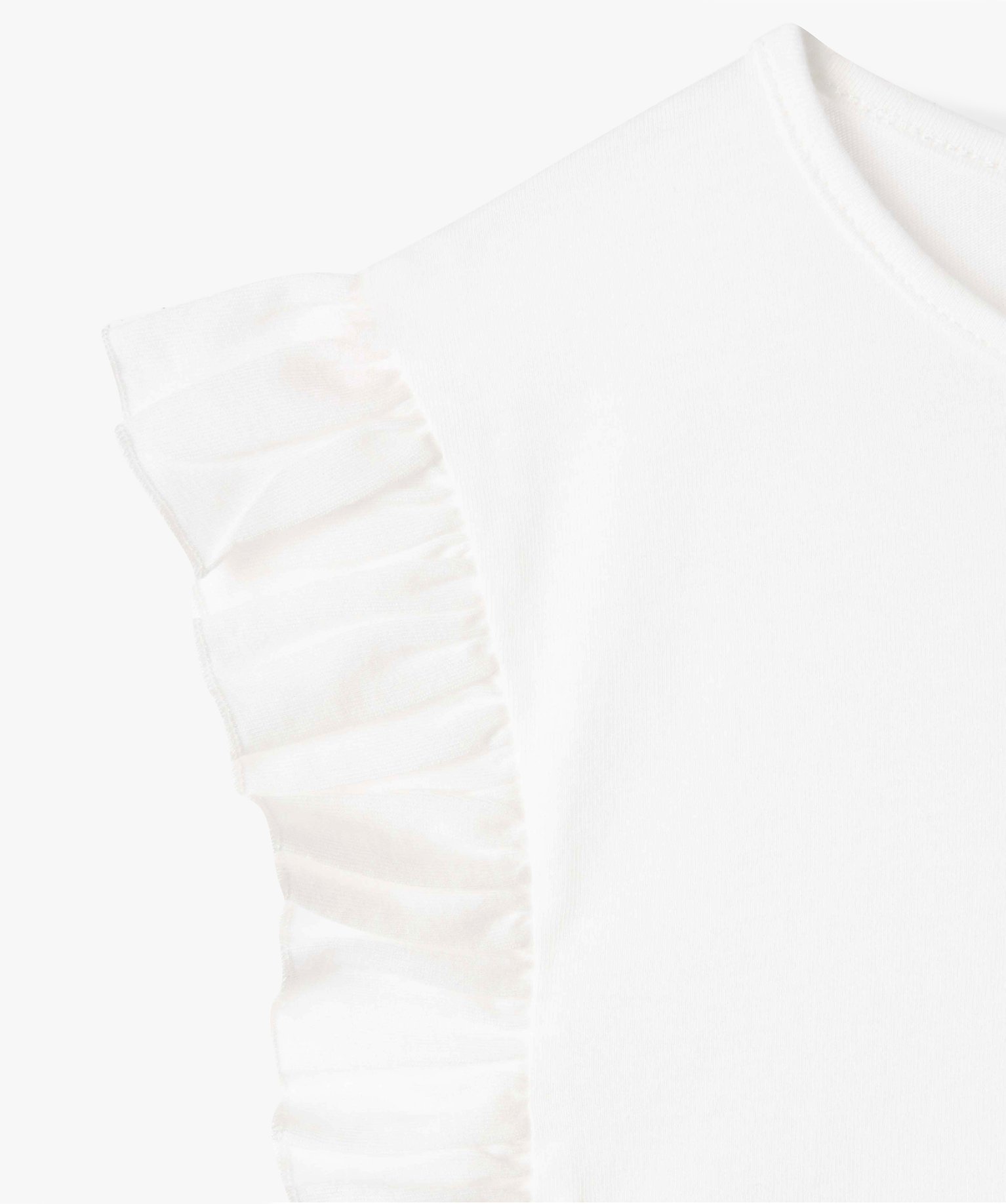 Tee-shirt fille avec volants sur les ctés ecru | GEMO