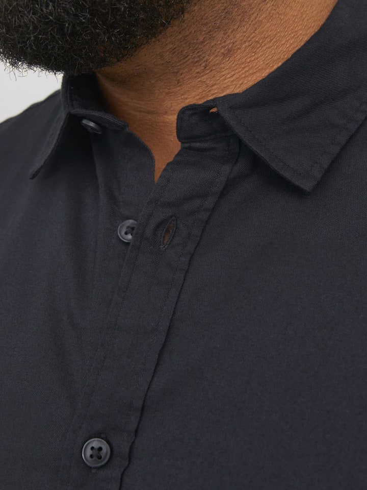 JACK & JONES PLUS Karohemd in Black günstig kaufen