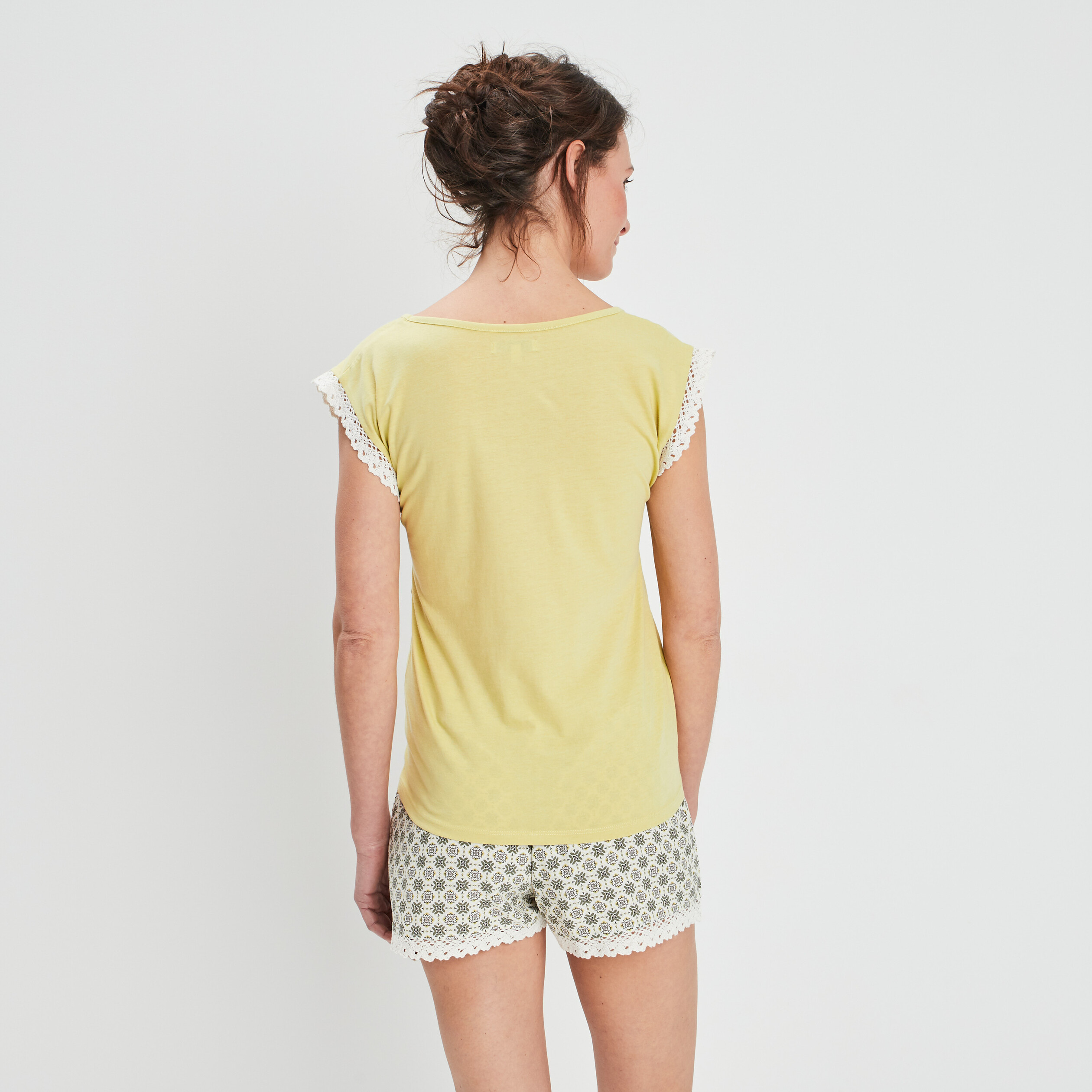 Ensemble pyjama 2 pièces t-shirt à noeud ecru femme | La Halle