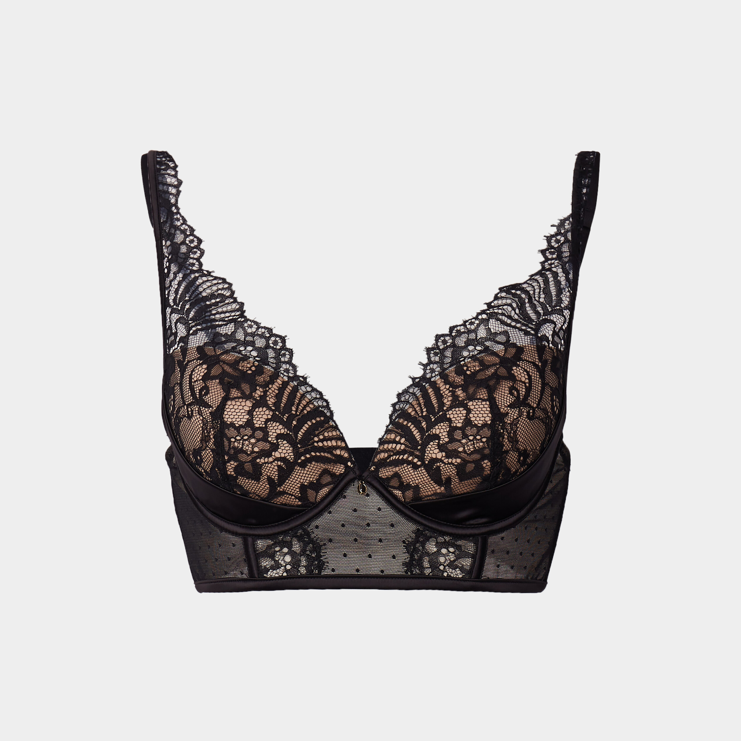 Soutien-gorge foulard dentelle et satin noir femme | La Halle