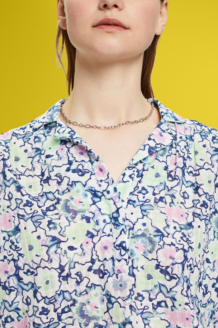Baumwollbluse mit Blumen-Print