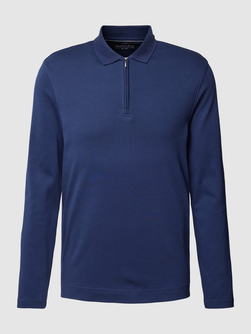 Poloshirt mit kurzerm Reißverschluss in dunkelblau
