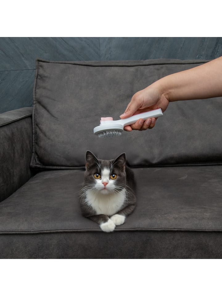 Intirilife Katzenbürste Hundebürste Fellbürste selbstreinigend in Rosa Weiß günstig kaufen onesize