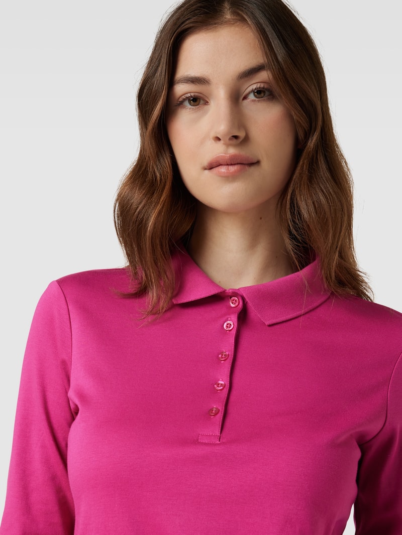 Longsleeve mit Polokragen in pink