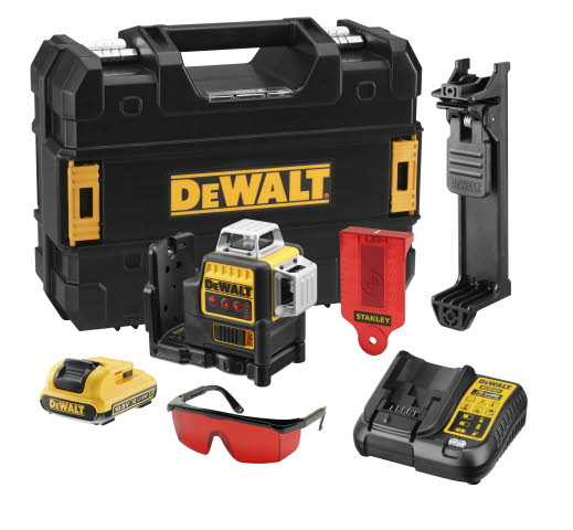 DeWalt DCE089D1R-QW Selbstnivellierender Kreuzlinienlaser, roter Strahl, 10,8 V, 2,0 Ah XR Li-Ion