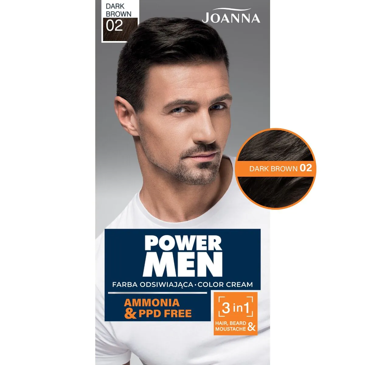 Joanna Power Man Color plaukų dažai 02 tamsiai ruda