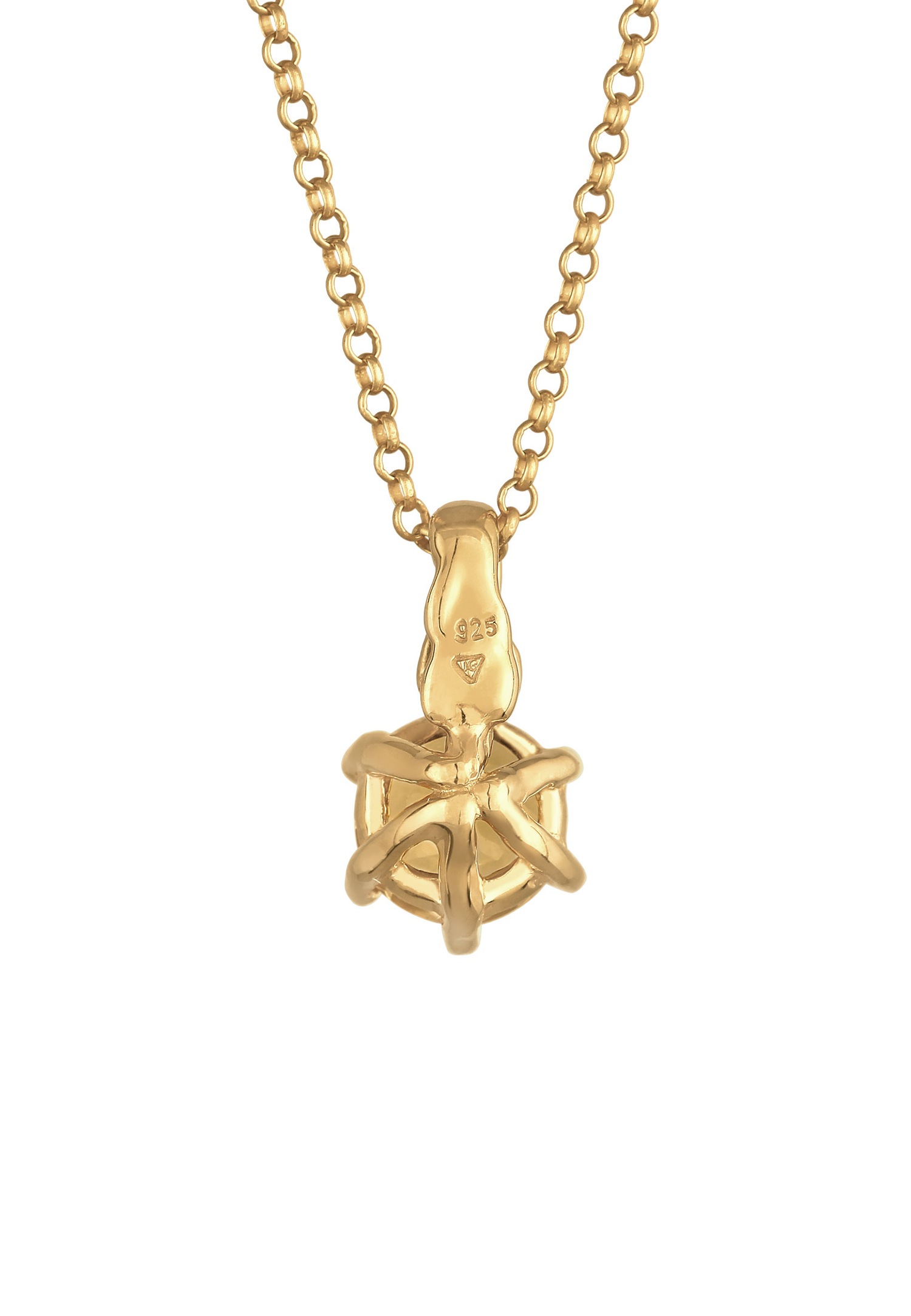 Elli Classic Solitaire Pendant for Women with Citrine Stone in 925 Sterling Silver Gold Plated