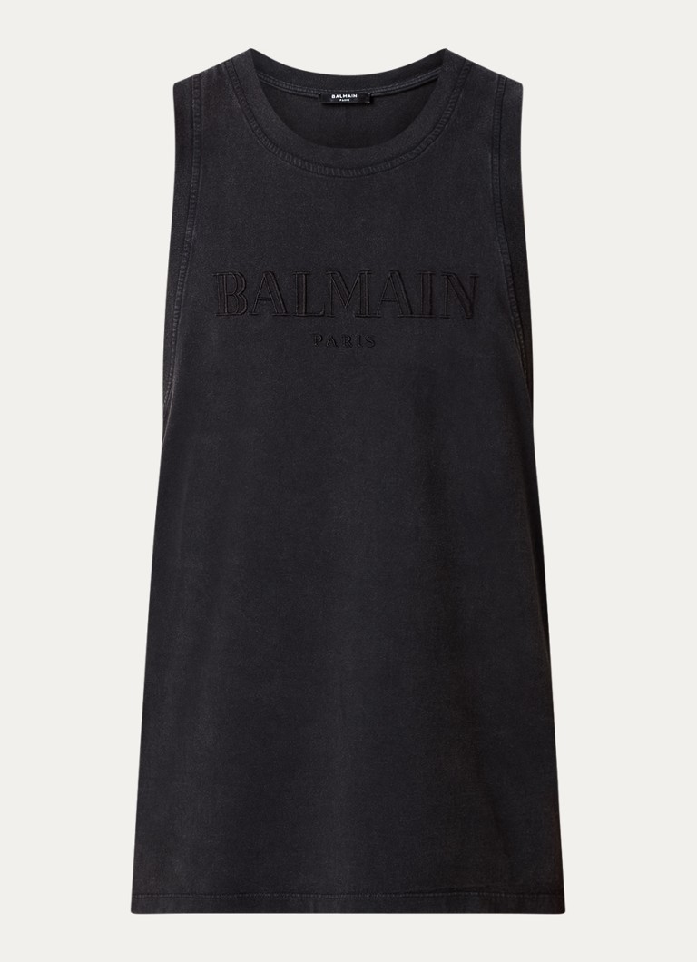 Tricou Balmain fără mâneci cu logo brodat