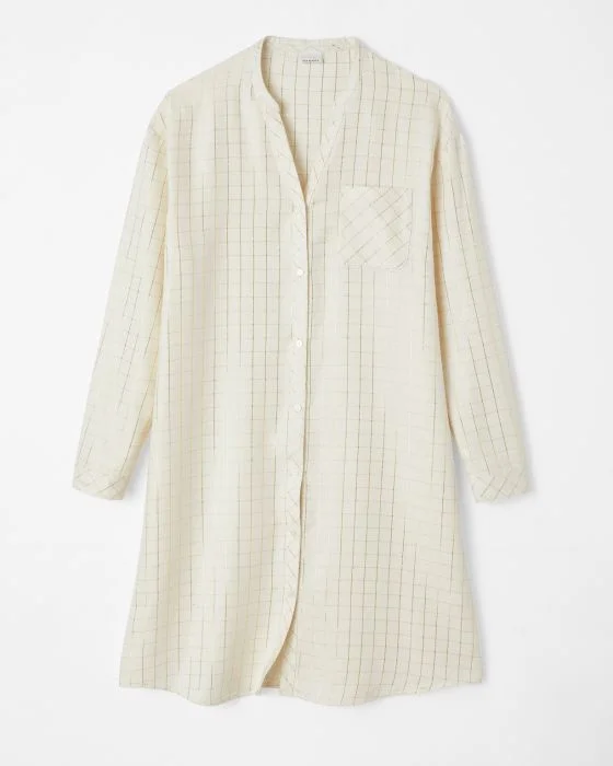 Robe détente boutonnée à carreaux fluide