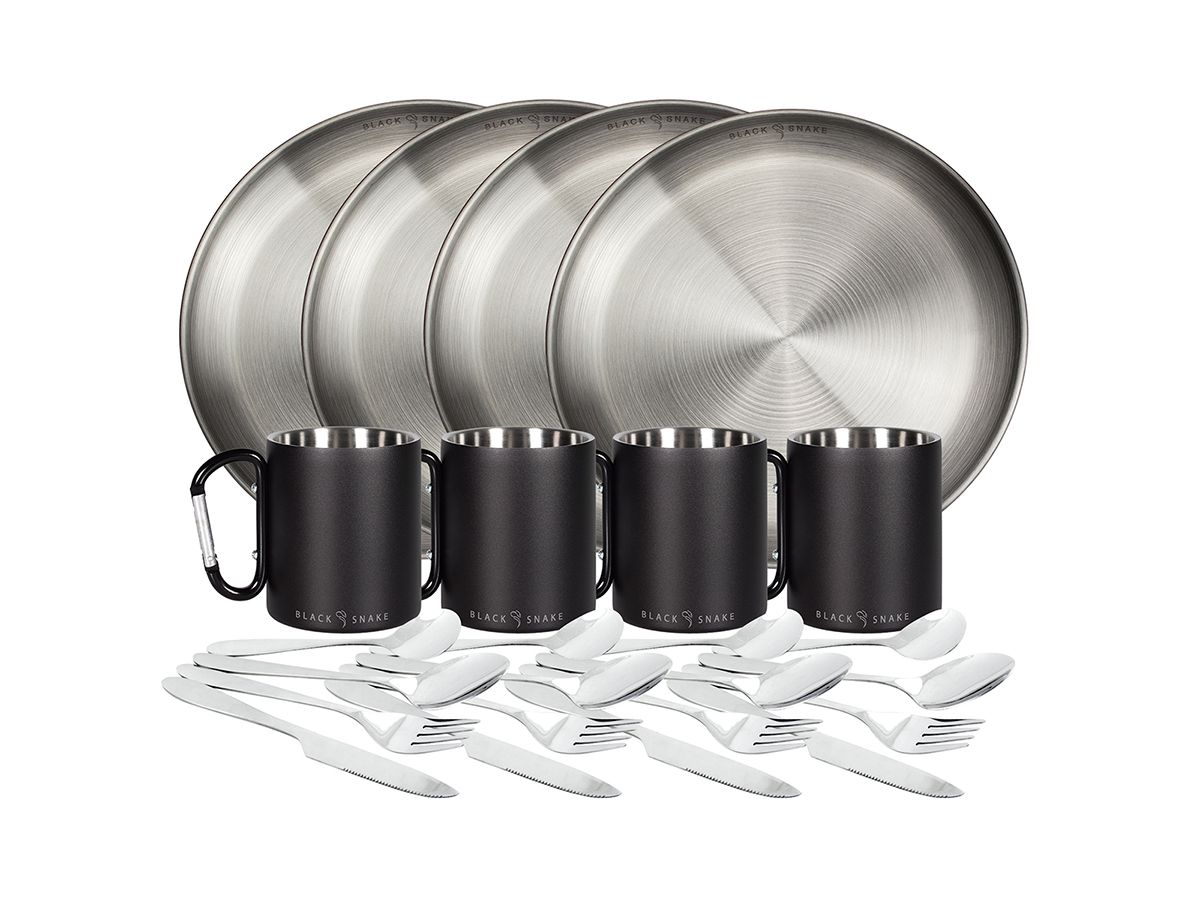 Black Snake 4-Personen Stahl Camping Set Teller