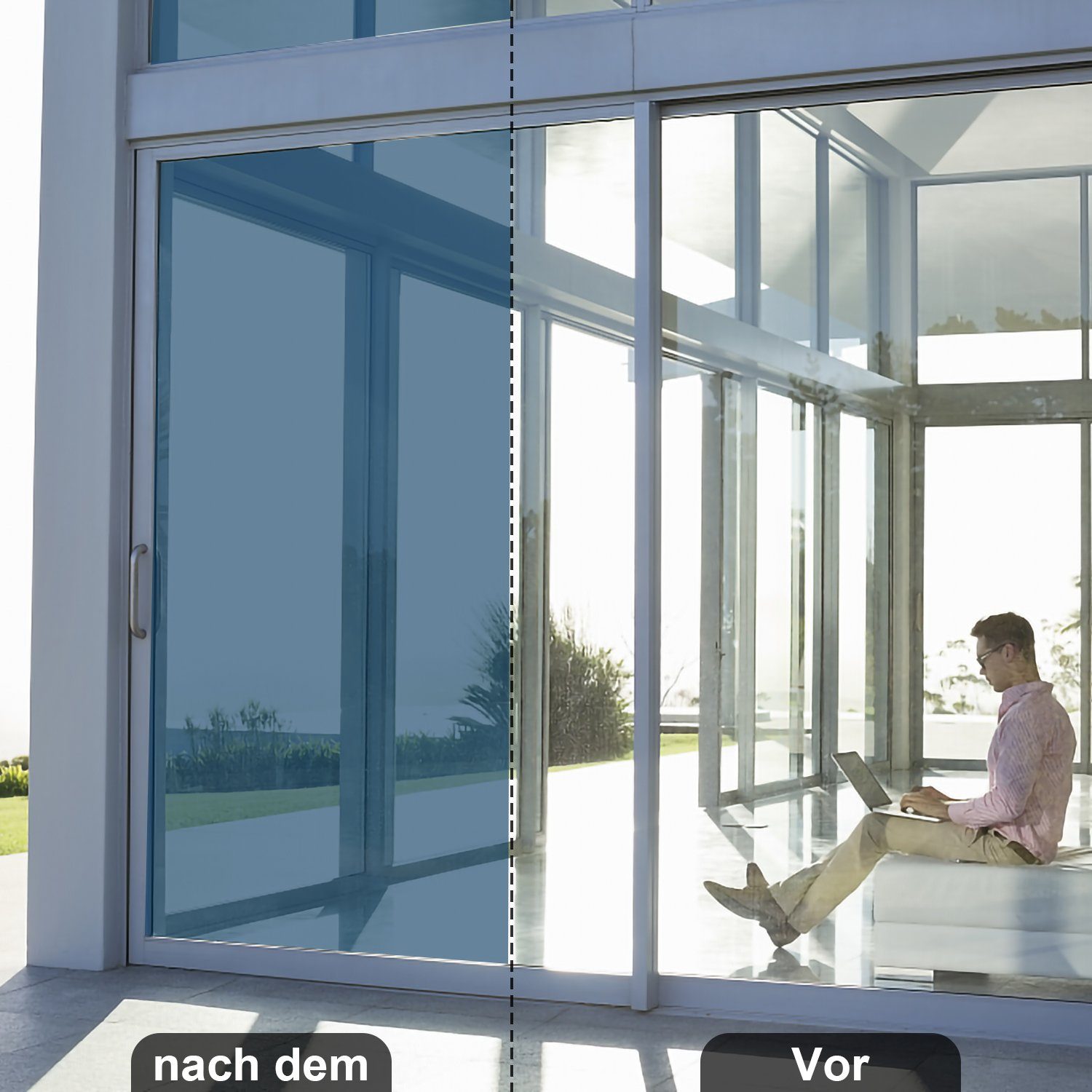 Fensterfolie Sichtschutzfolie Fensterfolie Spiegelfolie Selbstklebender Sonnenschut, TolleTour