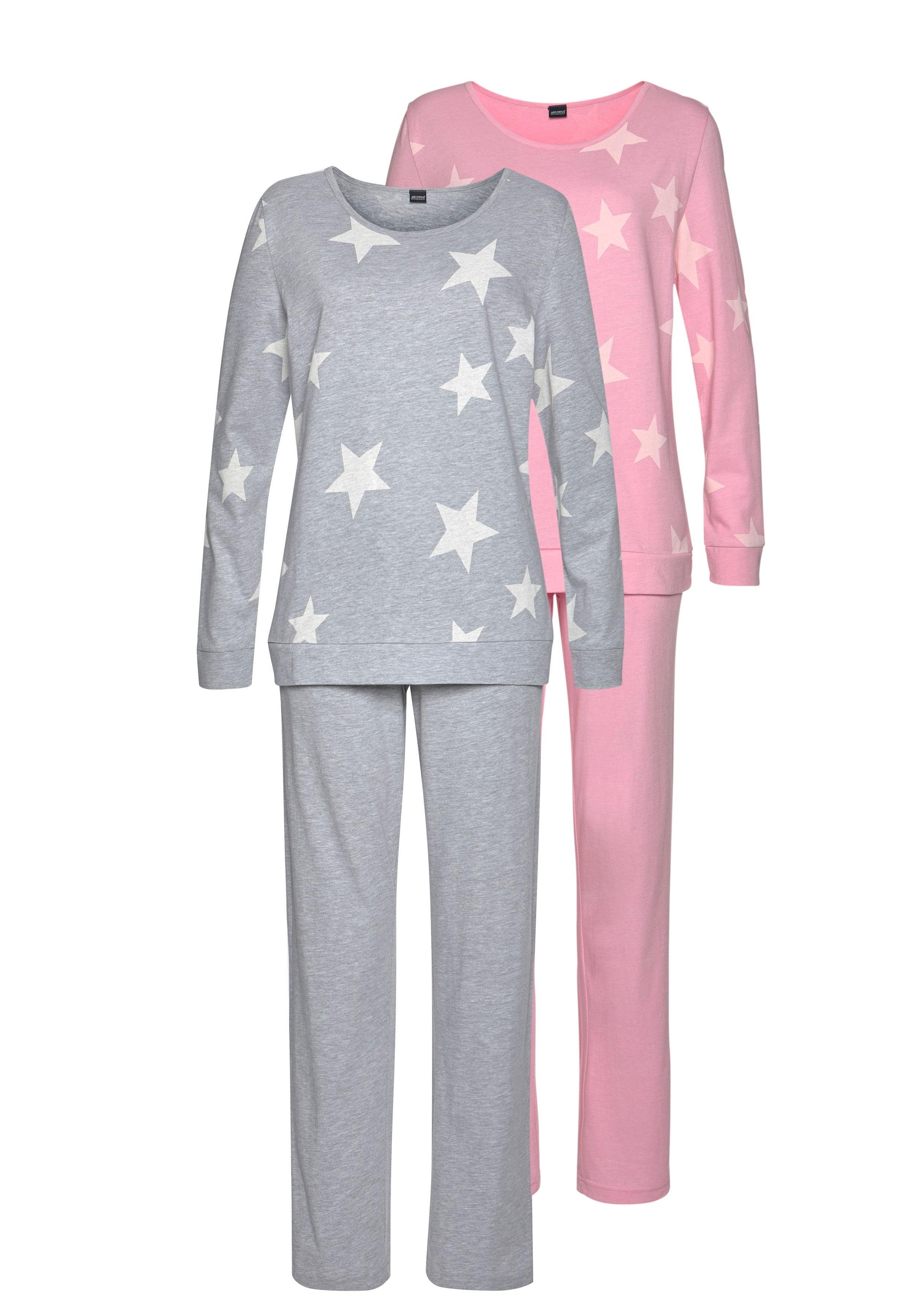 Arizona Pyjama (4 tlg., 2 Stück) in melierter Optik mit Sternen