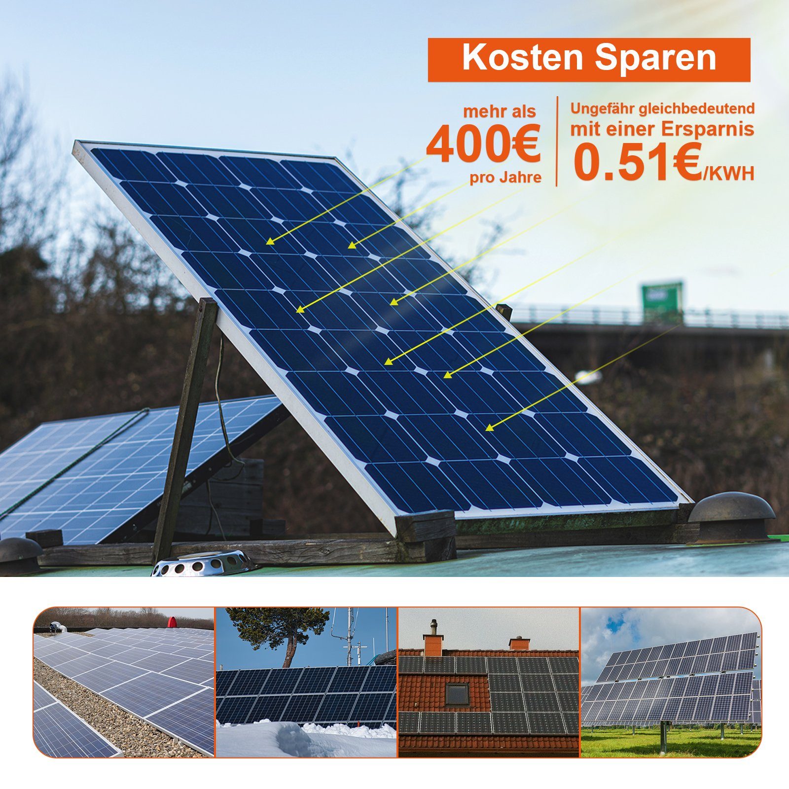 Hanstars Solaranlage Balkon Solar-Stromerzeugermodul 820W ( 800W) , (Hochleistungs-Photovoltaik-Panel und Mikro-Wechselrichter Set), für Effiziente und Nachhaltige Energieerzeugung