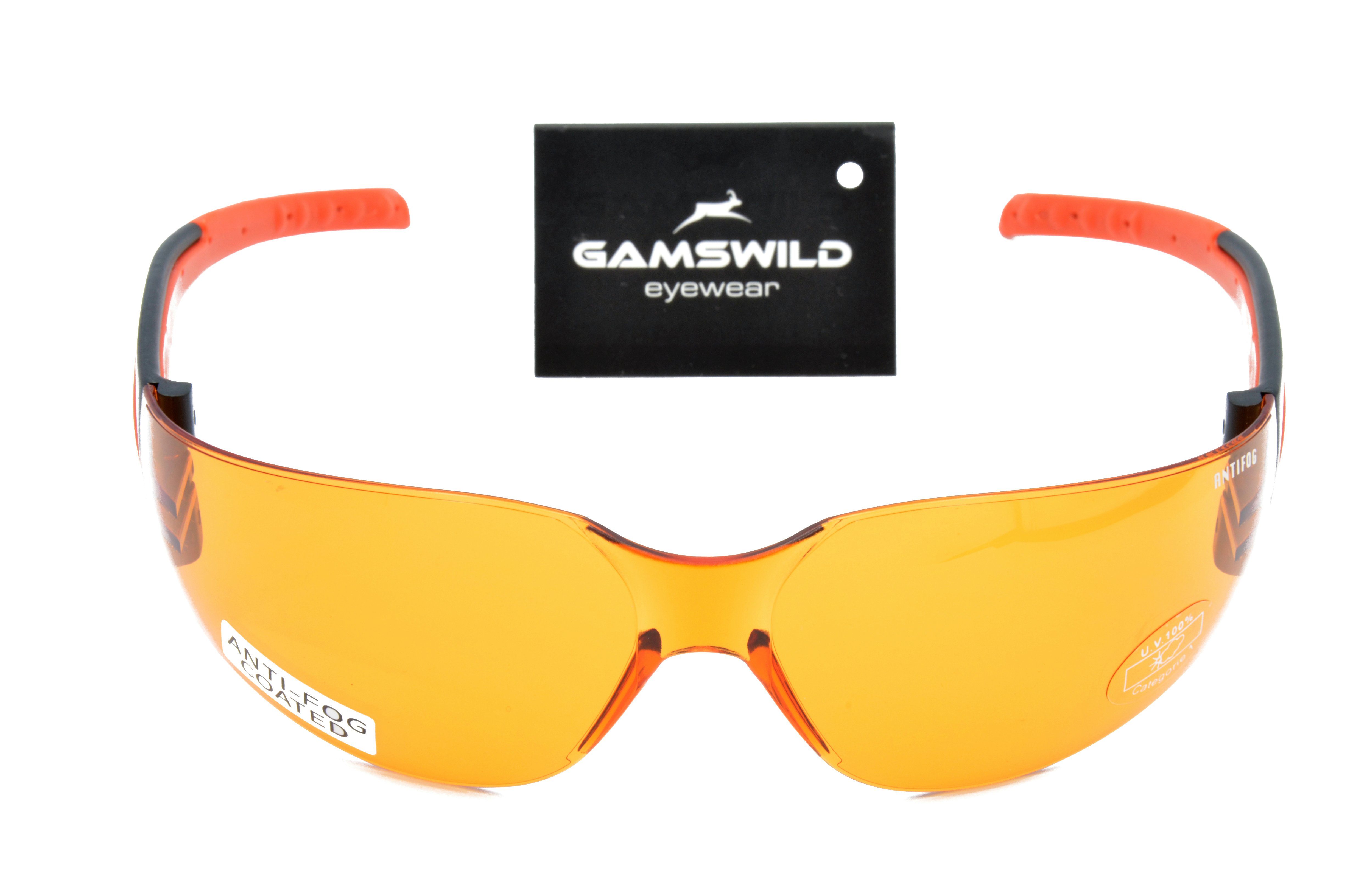 Gamswild Sportbrille WS7122 Sonnenbrille Damen Herren Fahrradbrille Skibrille Unisex, brau, grau, orange, ANTIFOG