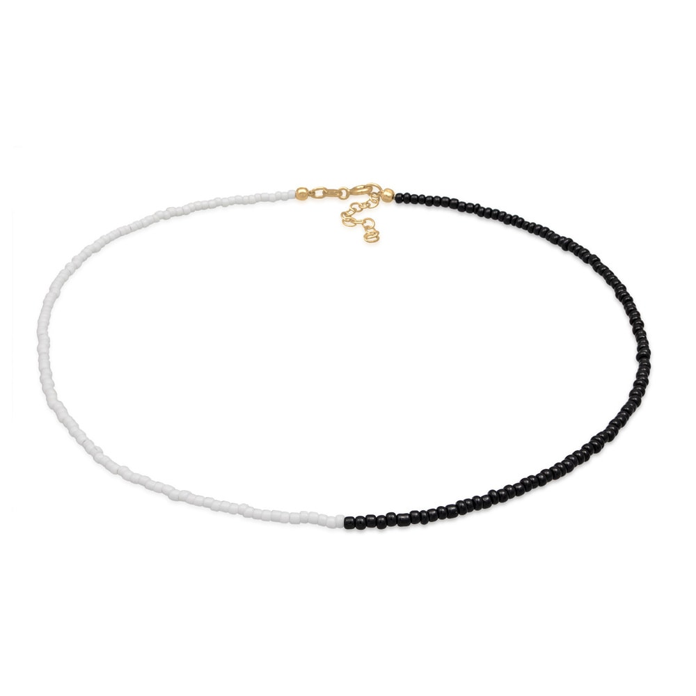 Elli Elli Collier Femmes choker perles de verre Ying Yang en argent sterling 925 plaqu collier