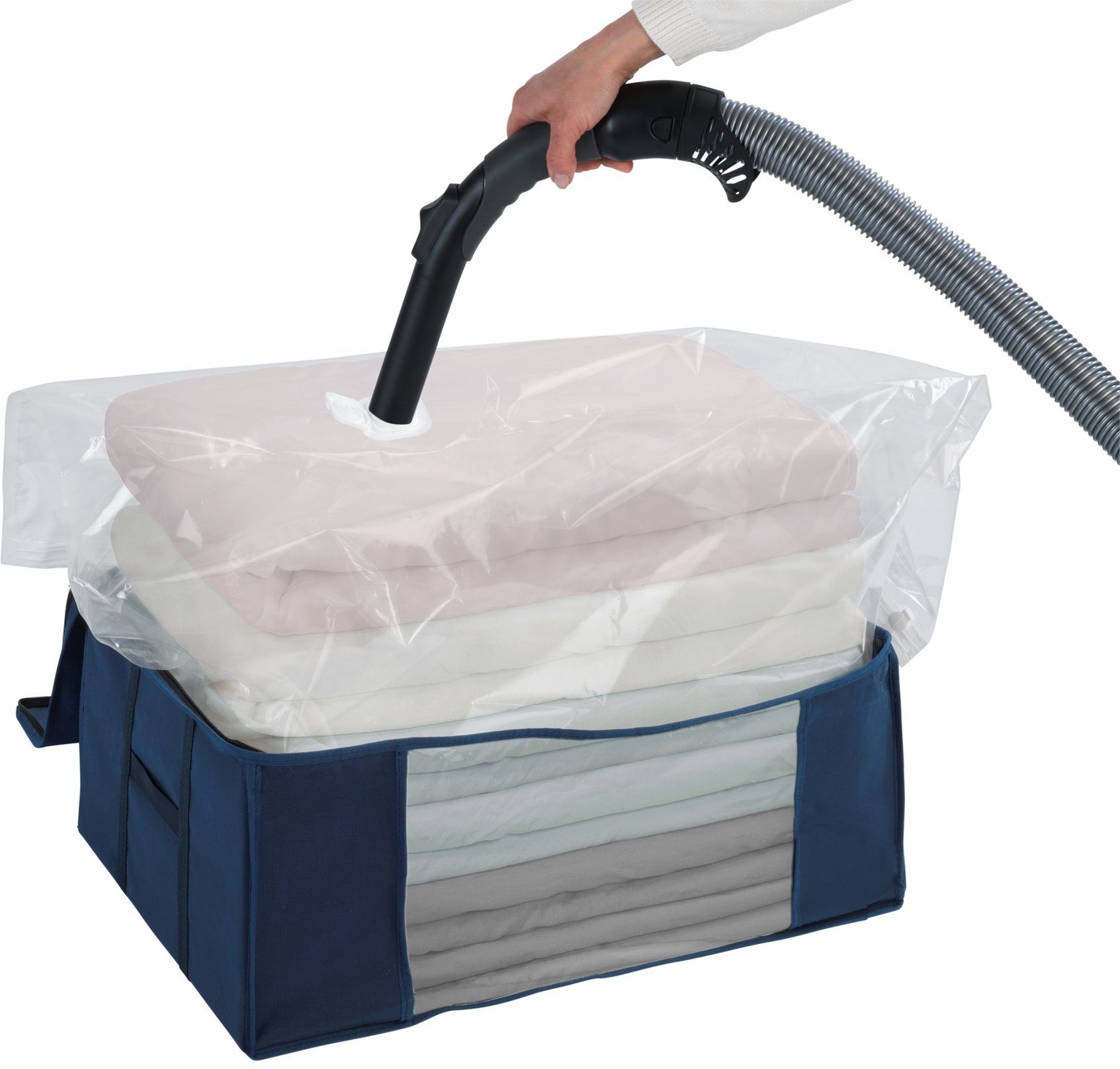 WENKO Organizer Vakuum Soft Box Air, Aufbewahrungsbox, integrierte Vakuum-Tasche mit Blitz-Ventil