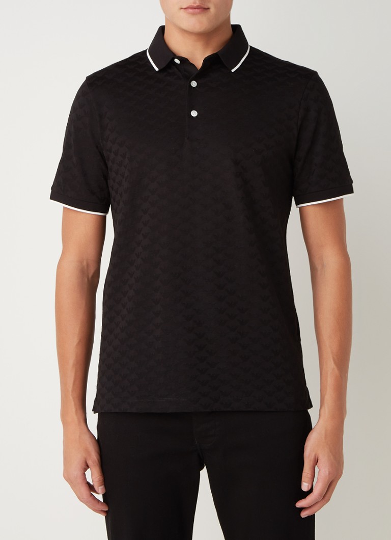 Emporio Armani Essential regulāras piegriezuma polo krekls ar adītu rakstu un logotipu