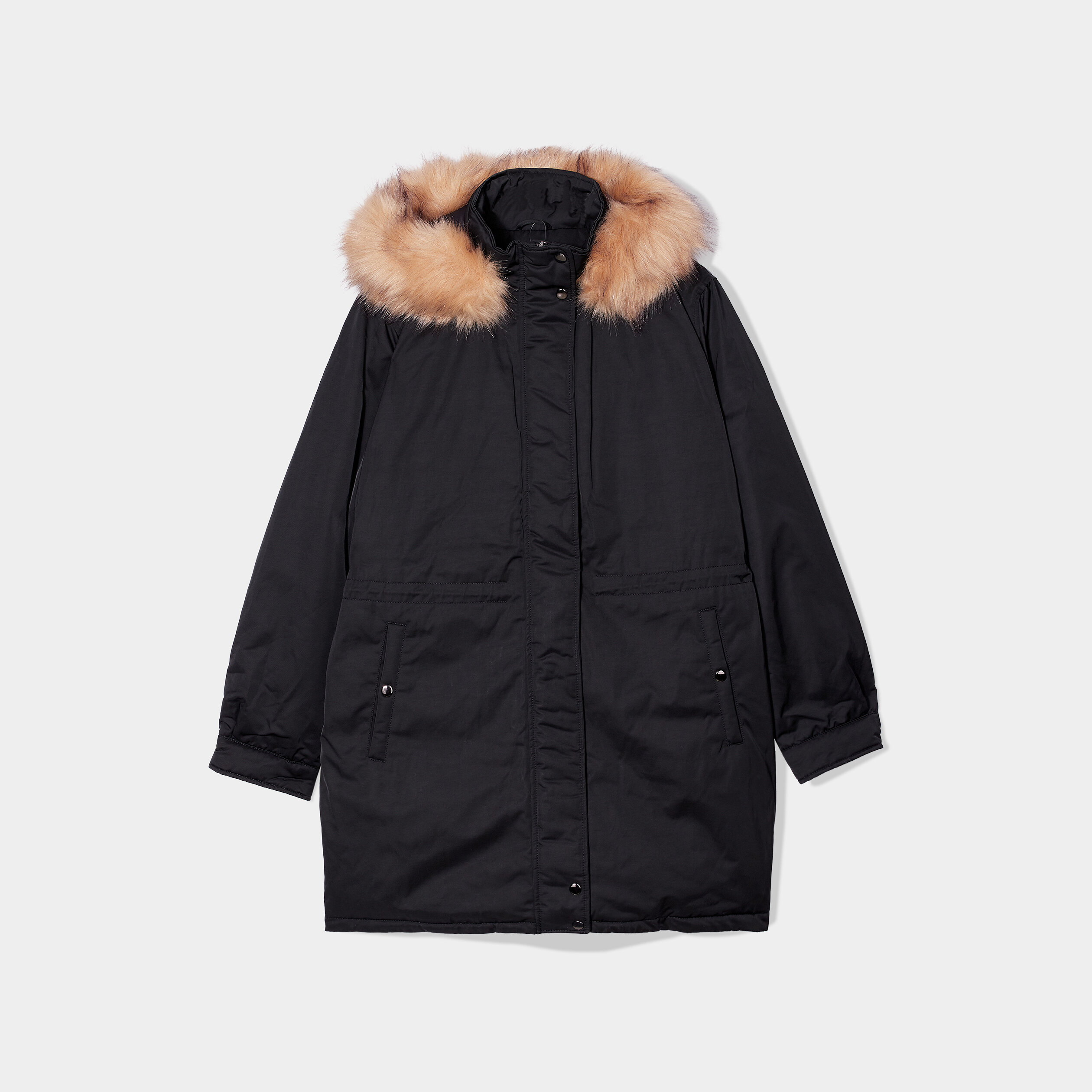 Parka à capuche bordure fourrure noir femme grande taille | La Halle