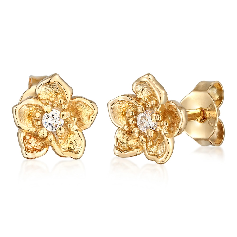 Elli Elli Boucles d'Oreilles Femmes Clous d'oreilles fleur avec zircon en argent sterl Boucles d'oreilles