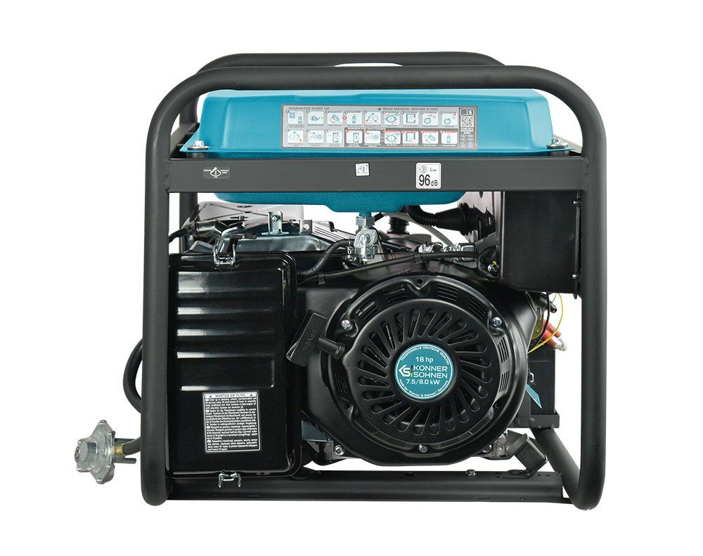 Könner & Söhnen Stromerzeuger KS 10000E G, 8,00 in kW, (1x32A (230V), Generator, E-Start, Automatischer Spannungsregler, 1-tlg., Hybrid Stromerzeuger, 4-Takt, Kupfer,Steckdosen 1x16A (230V), für Haus, Garage oder Werkstatt
