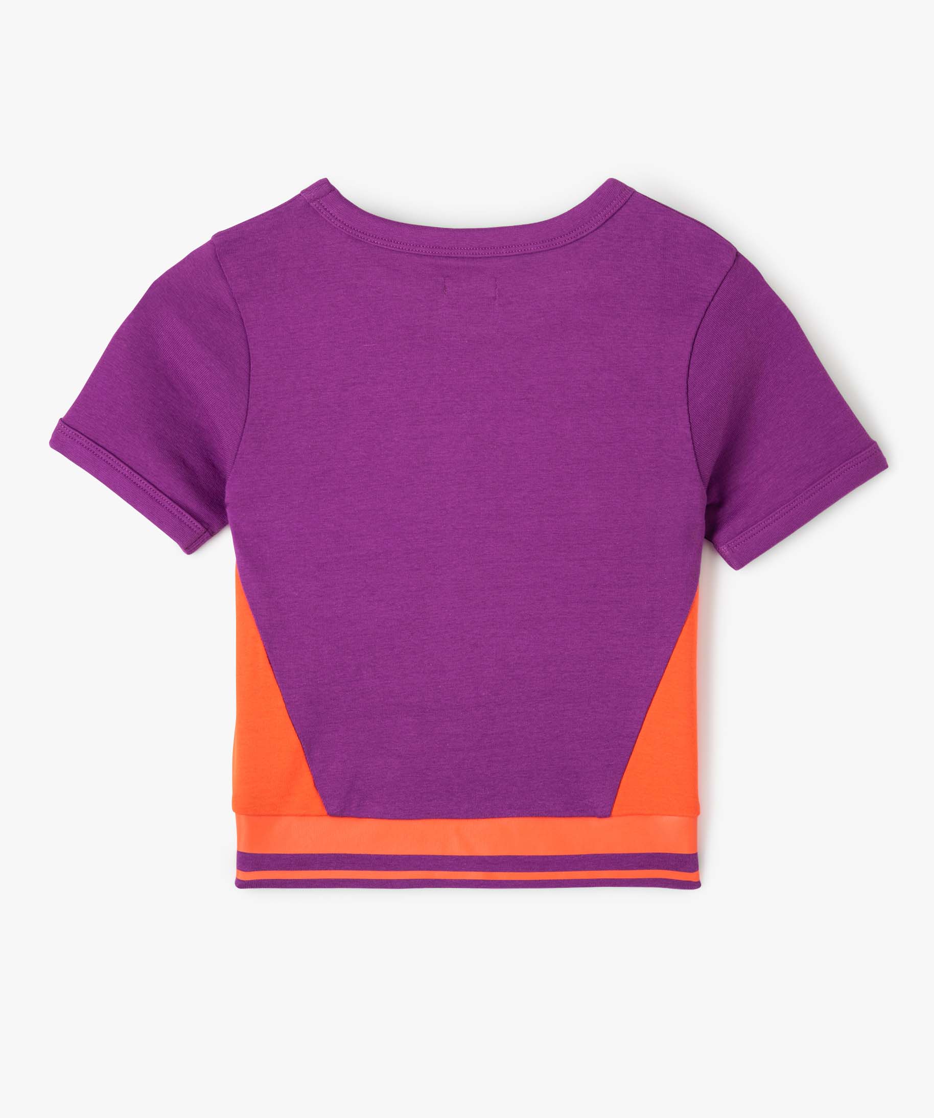 Tee-shirt fille bicolore court à manches courtes violet | GEMO