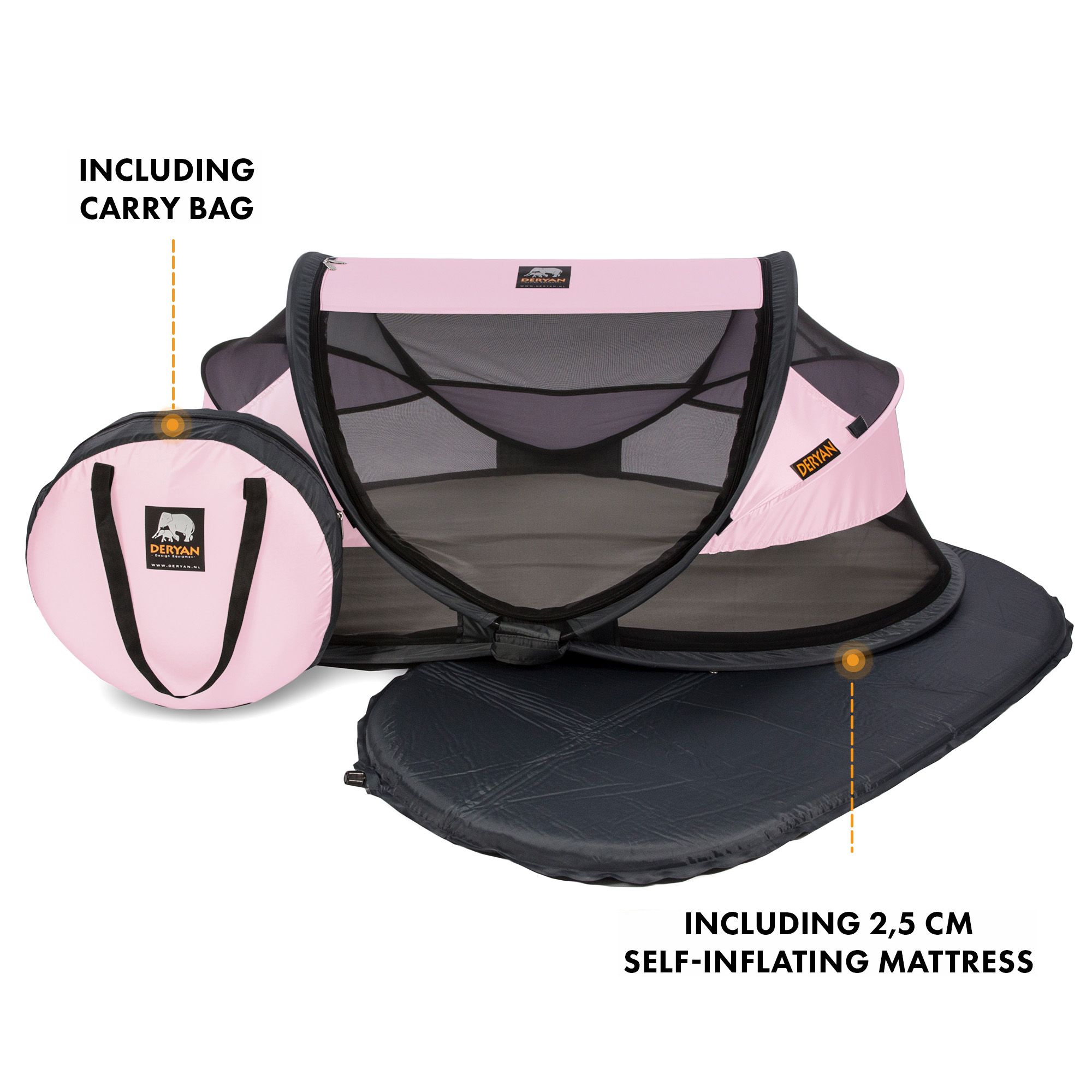Deryan Baby Luxe Rosé Campingbett