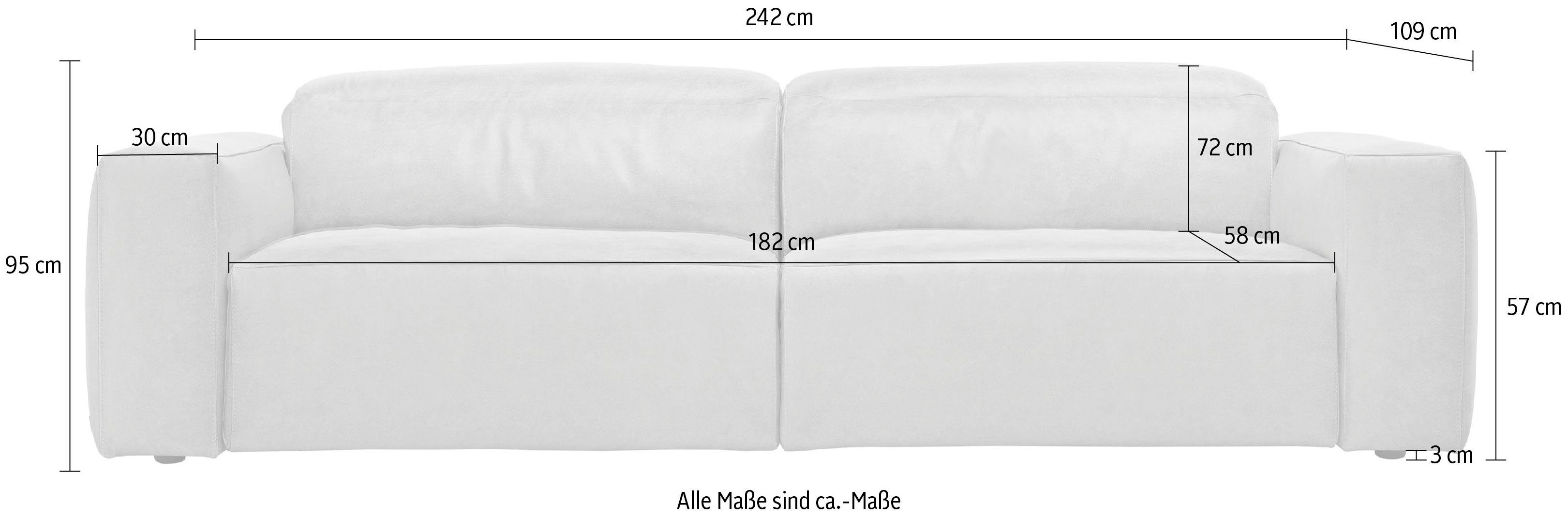 Egoitaliano 2,5-Sitzer Beverly, Breite 242 cm, verstellbare Kopfteile