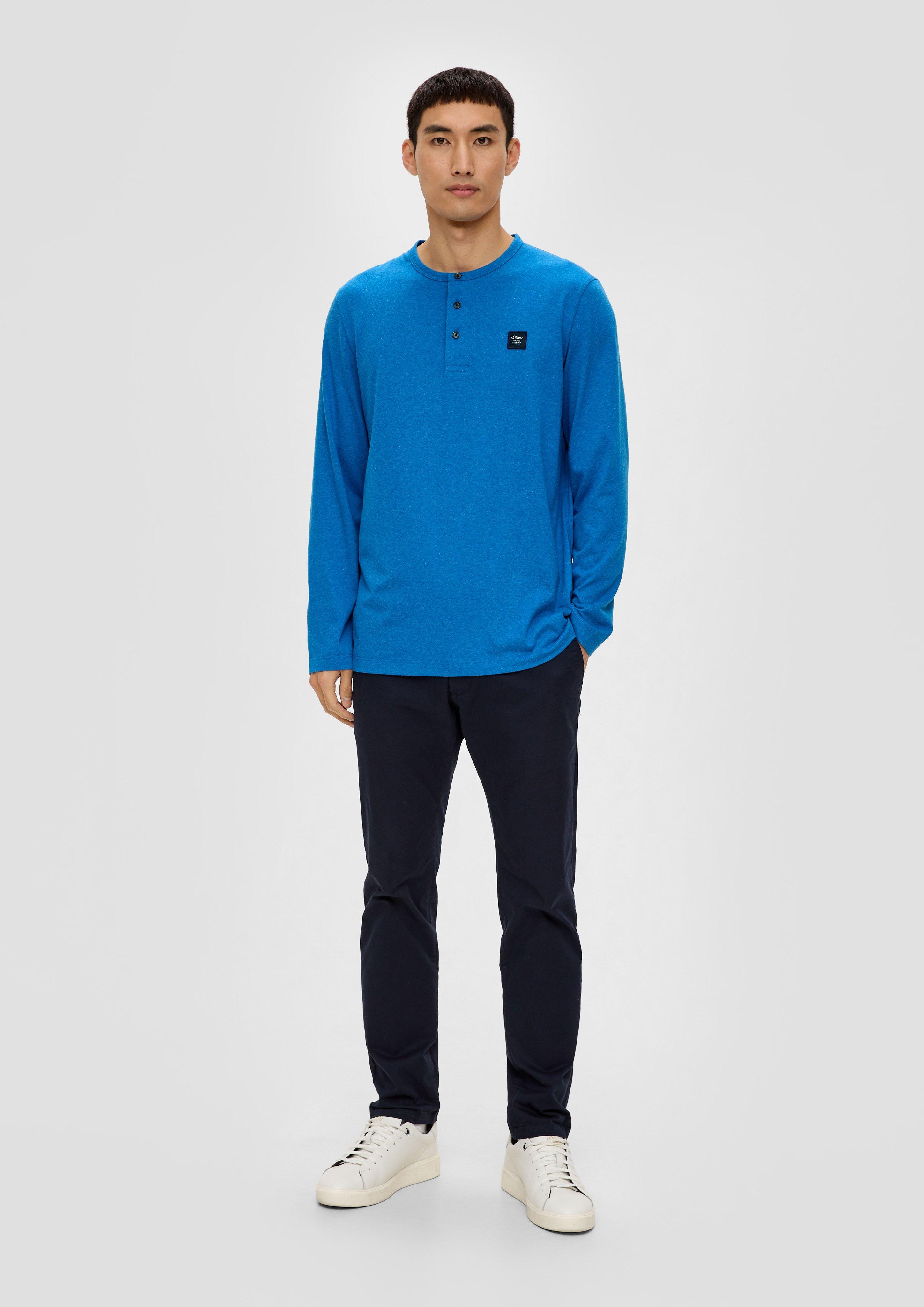 Meliertes Longsleeve mit Henleyausschnitt  2138648-55W2